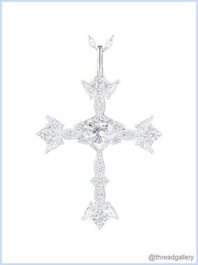 925 Sterling Silver Moissanite Cross Necklace Crown Heart Pendant 1CT